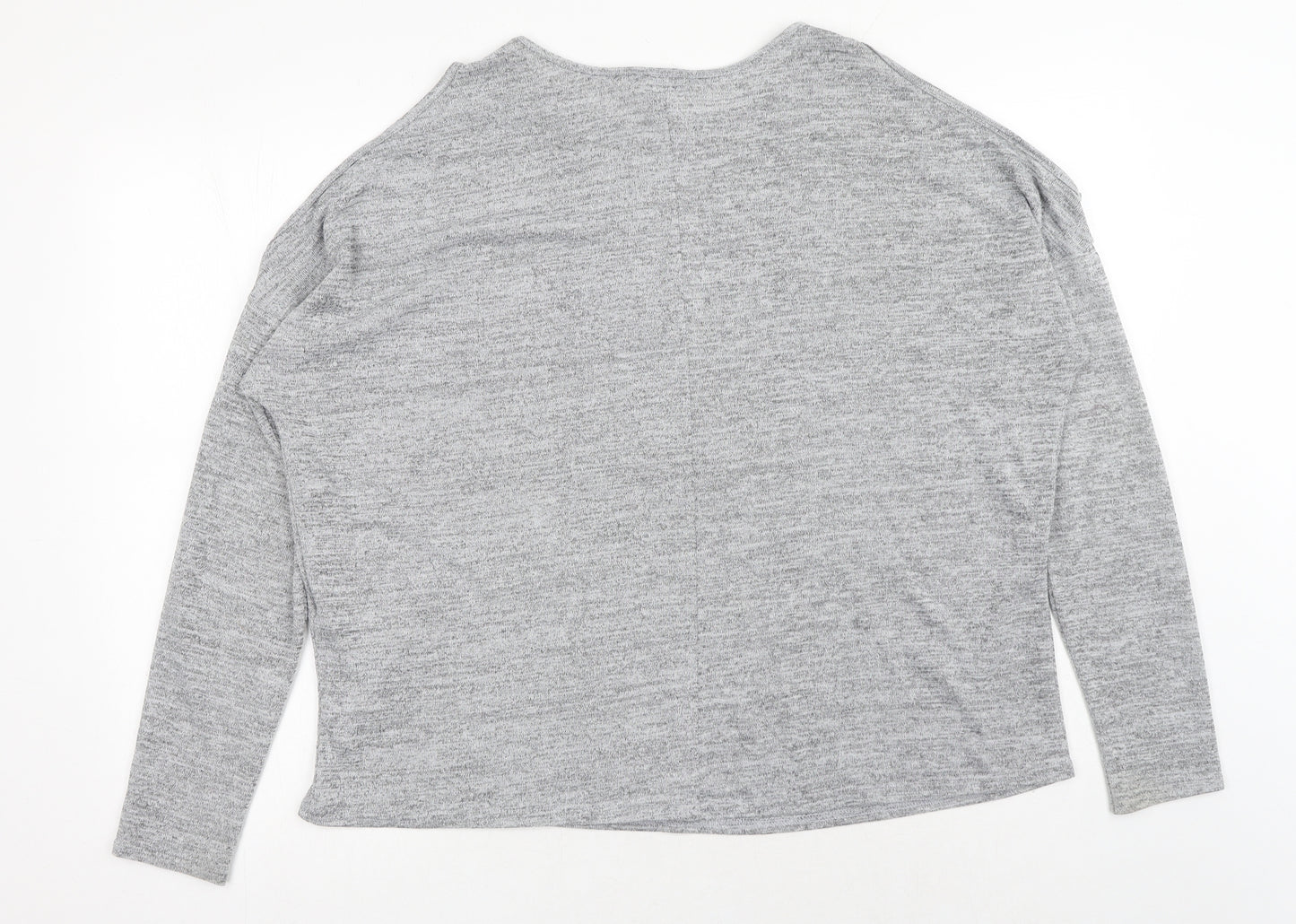 New Look Womens Grey Polyester Basic Blouse Size L Scoop Neck - Cold Shoulder
