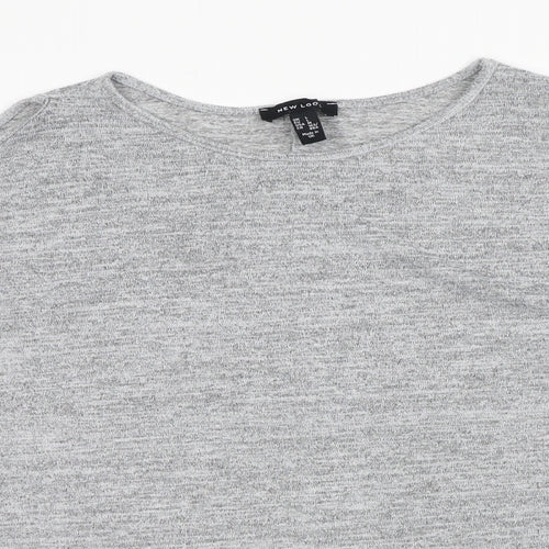 New Look Womens Grey Polyester Basic Blouse Size L Scoop Neck - Cold Shoulder