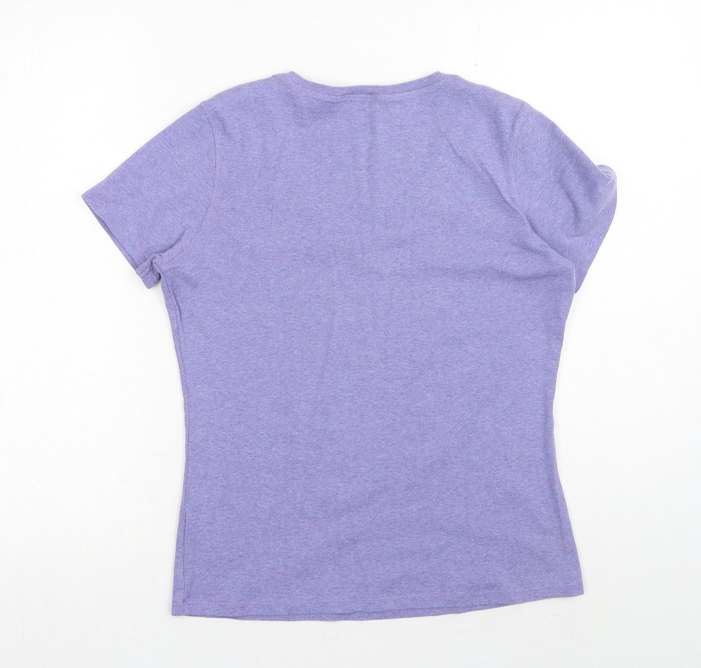 Marks and Spencer Womens Blue Cotton Basic T-Shirt Size 14 V-Neck