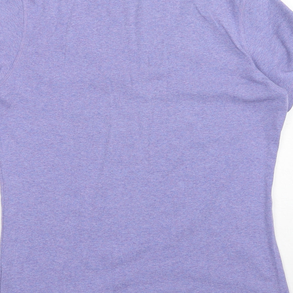 Marks and Spencer Womens Blue Cotton Basic T-Shirt Size 14 V-Neck
