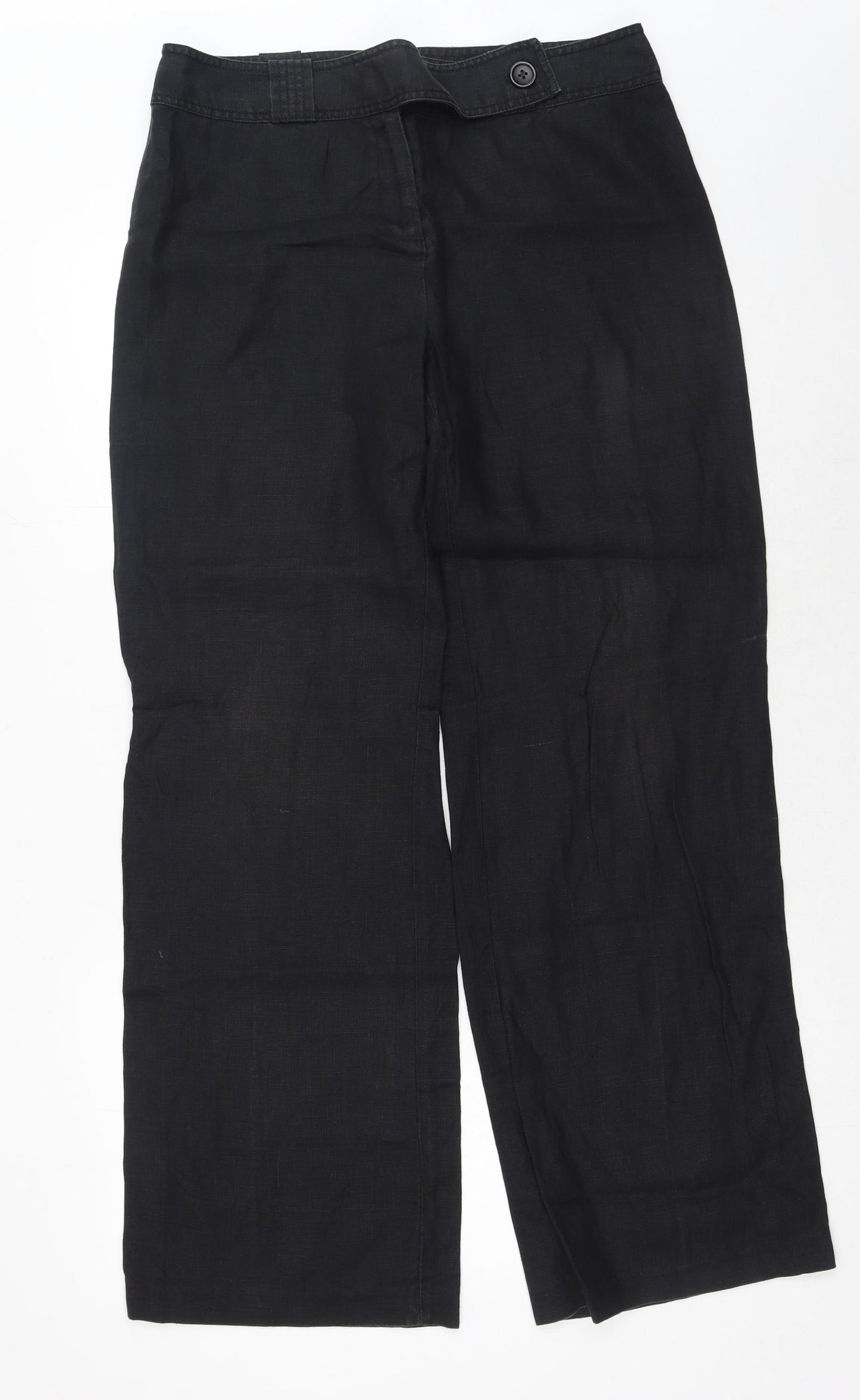 NEXT Womens Black Cotton Trousers Size 14 Regular Button
