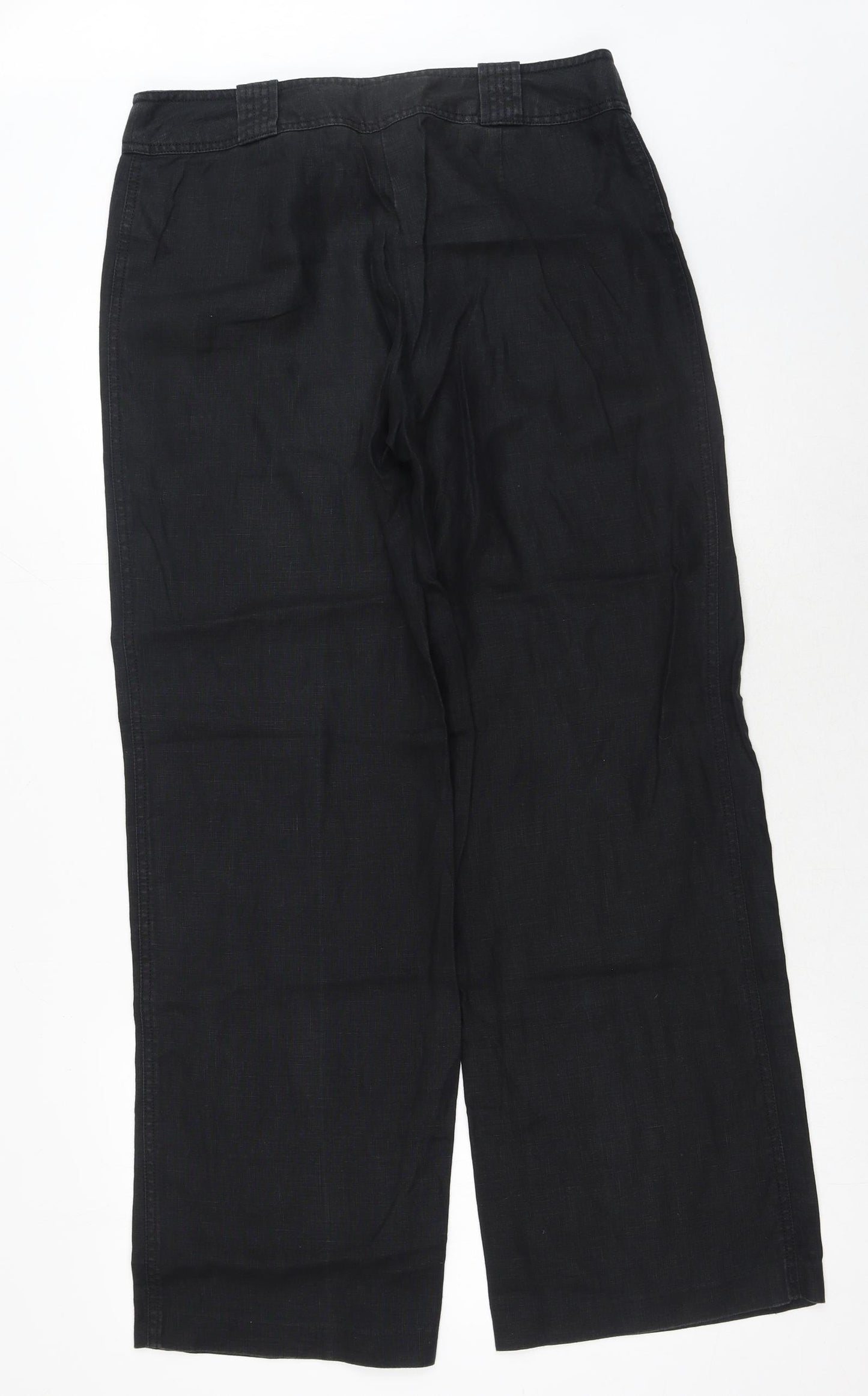 NEXT Womens Black Cotton Trousers Size 14 Regular Button