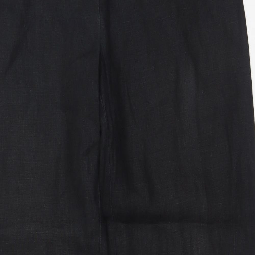 NEXT Womens Black Cotton Trousers Size 14 Regular Button