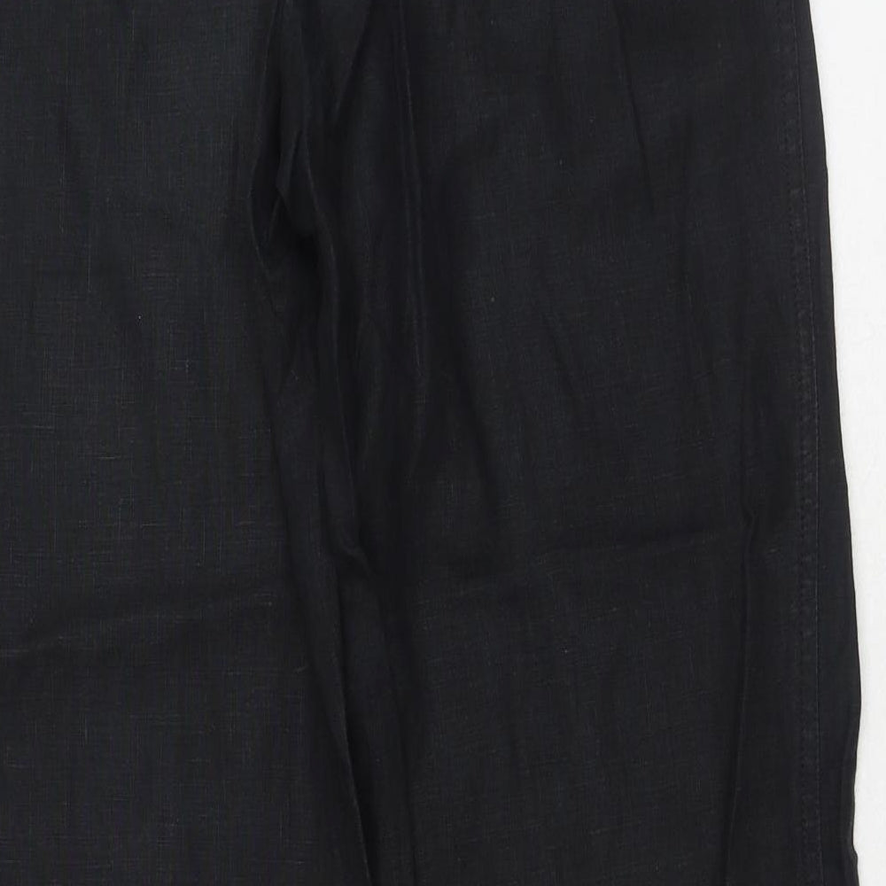 NEXT Womens Black Cotton Trousers Size 14 Regular Button