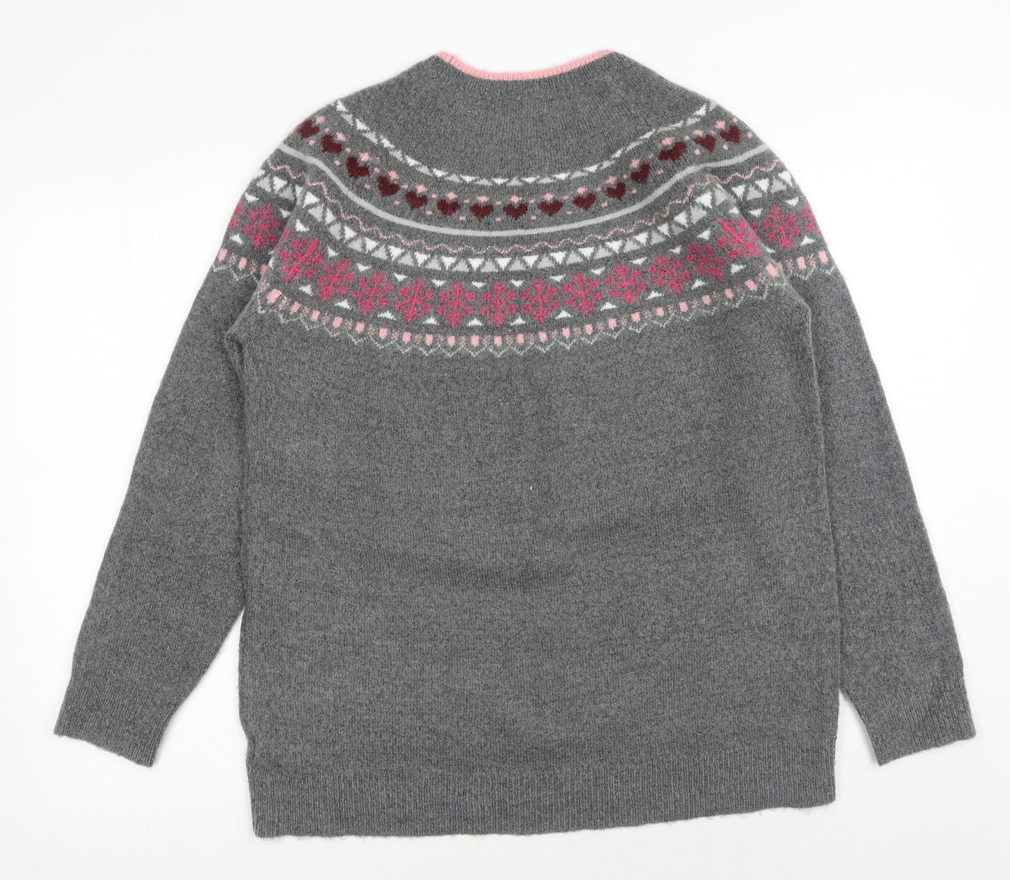 Damart Womens Grey Round Neck Acrylic Pullover Jumper Size 14