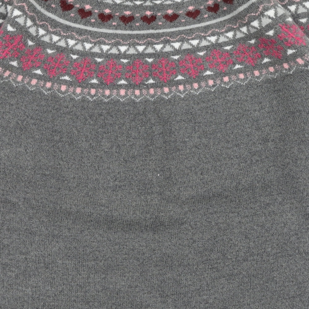 Damart Womens Grey Round Neck Acrylic Pullover Jumper Size 14