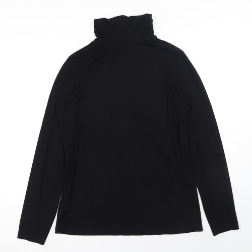 LTS Basics Womens Black Viscose Basic T-Shirt Size M Roll Neck