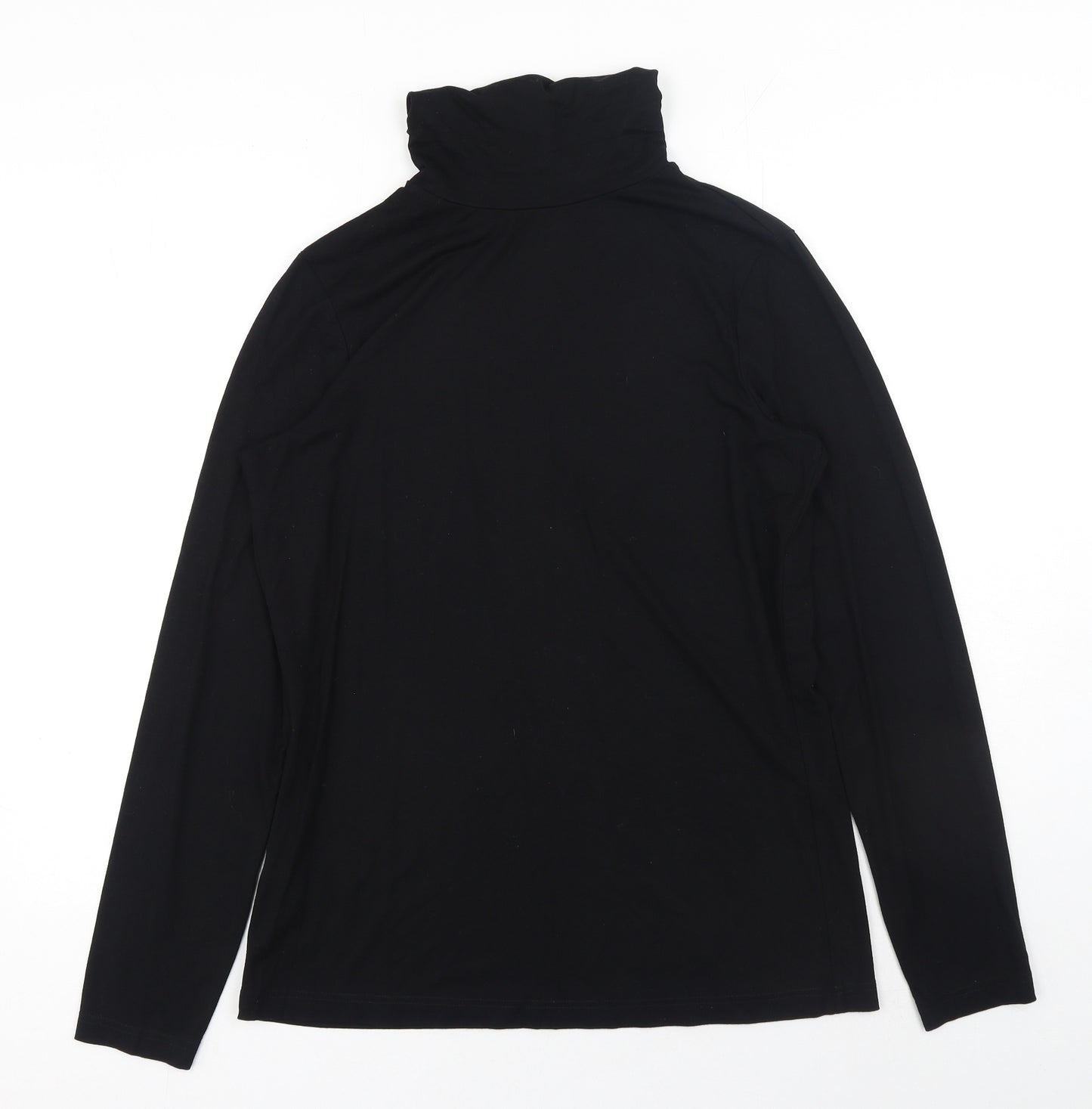 LTS Basics Womens Black Viscose Basic T-Shirt Size M Roll Neck