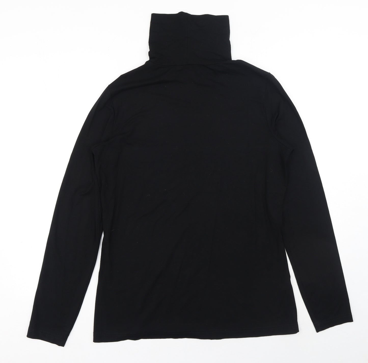 LTS Basics Womens Black Viscose Basic T-Shirt Size M Roll Neck