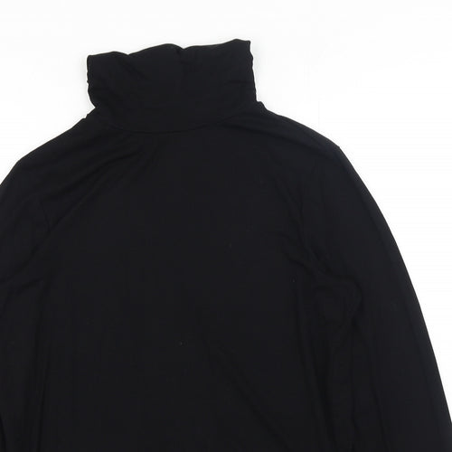 LTS Basics Womens Black Viscose Basic T-Shirt Size M Roll Neck