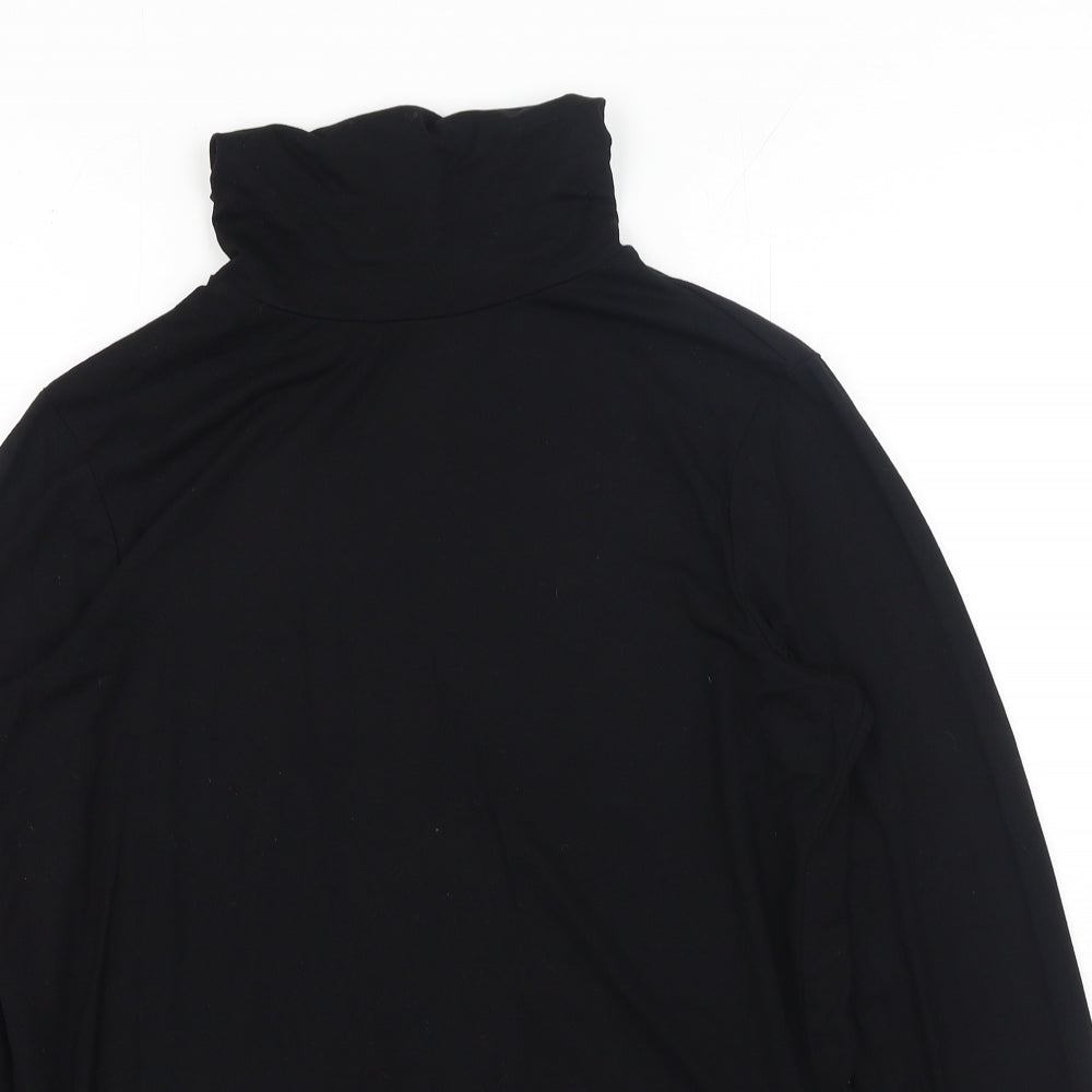 LTS Basics Womens Black Viscose Basic T-Shirt Size M Roll Neck