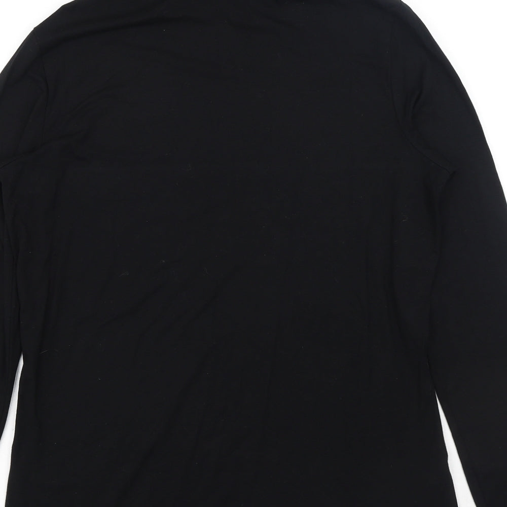 LTS Basics Womens Black Viscose Basic T-Shirt Size M Roll Neck
