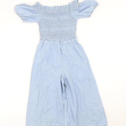Matalan Girls Blue Cotton Jumpsuit One-Piece Size 8 Years Pullover