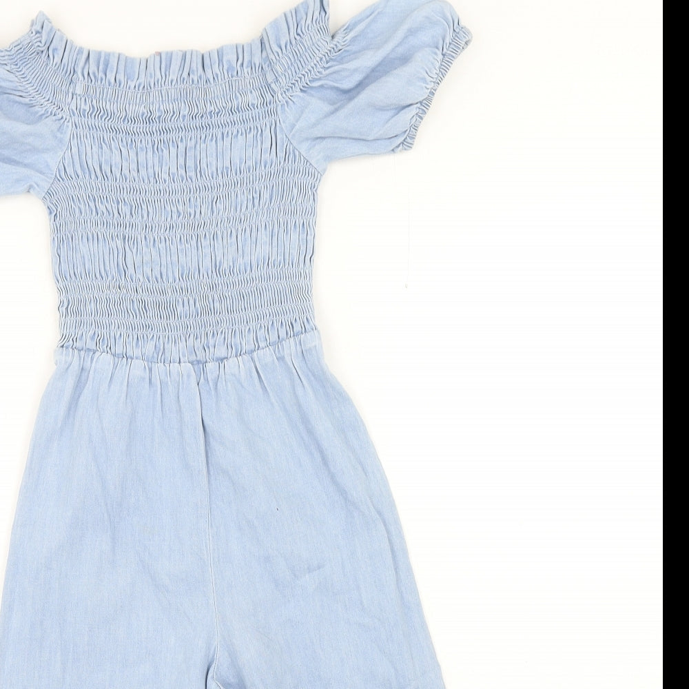 Matalan Girls Blue Cotton Jumpsuit One-Piece Size 8 Years Pullover