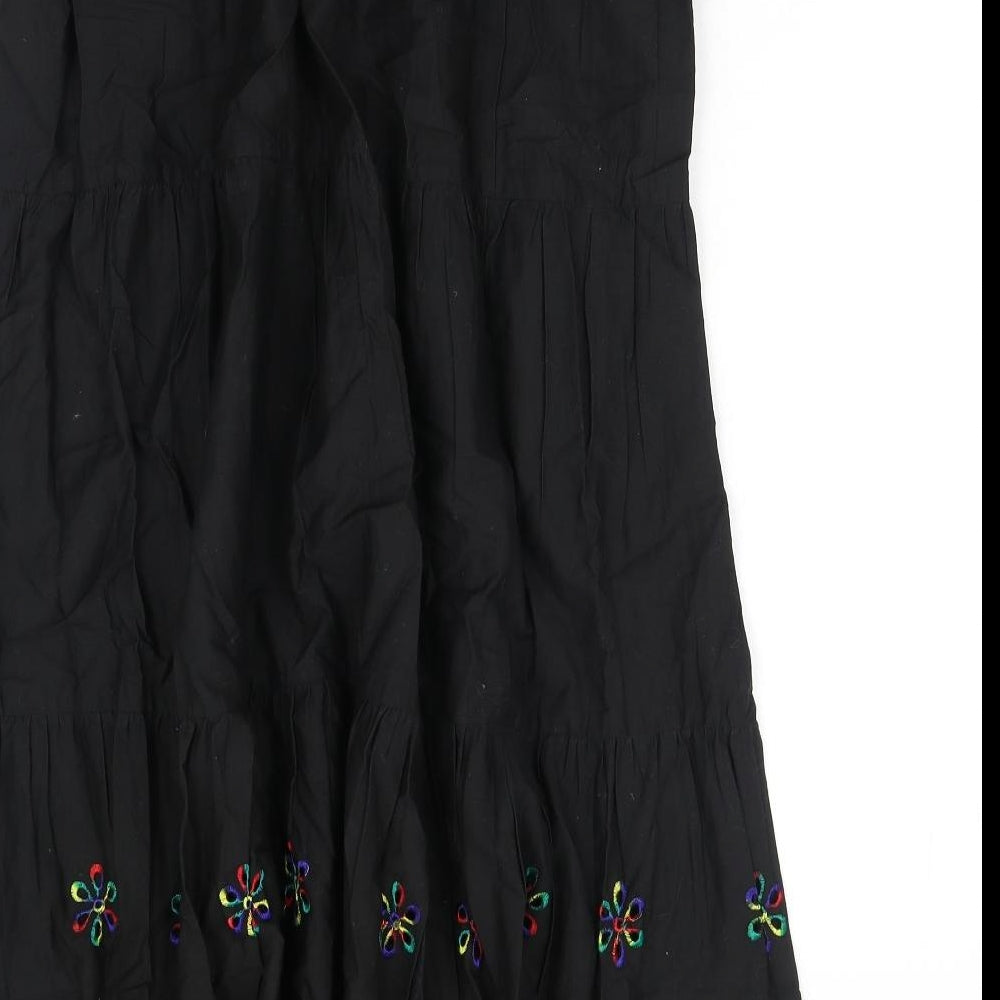 Jenya Womens Black Geometric Cotton Peasant Skirt Size 18