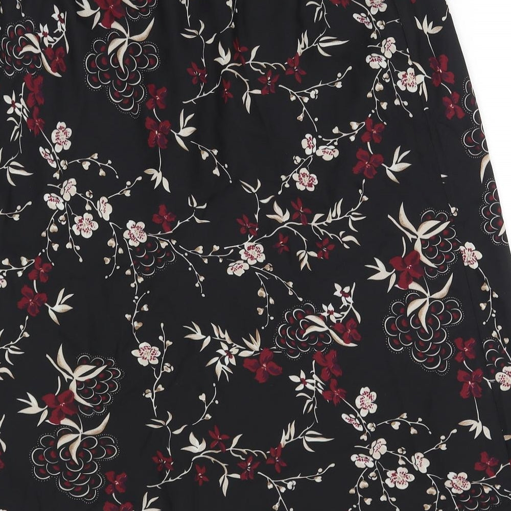Daxon Womens Black Floral Polyester Swing Skirt Size 26
