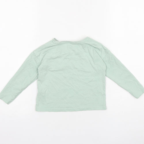 TU Girls Green 100% Cotton Basic T-Shirt Size 3 Years Round Neck Pullover