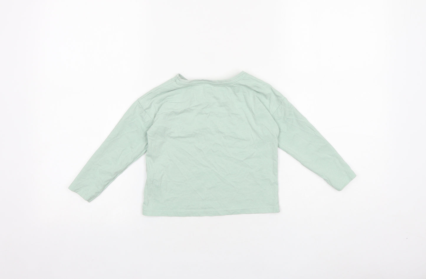 TU Girls Green 100% Cotton Basic T-Shirt Size 3 Years Round Neck Pullover