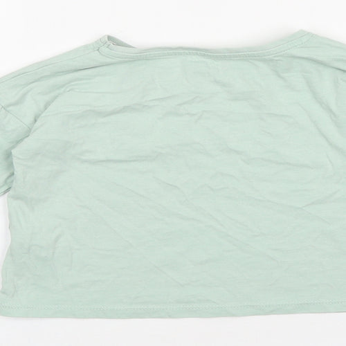 TU Girls Green 100% Cotton Basic T-Shirt Size 3 Years Round Neck Pullover