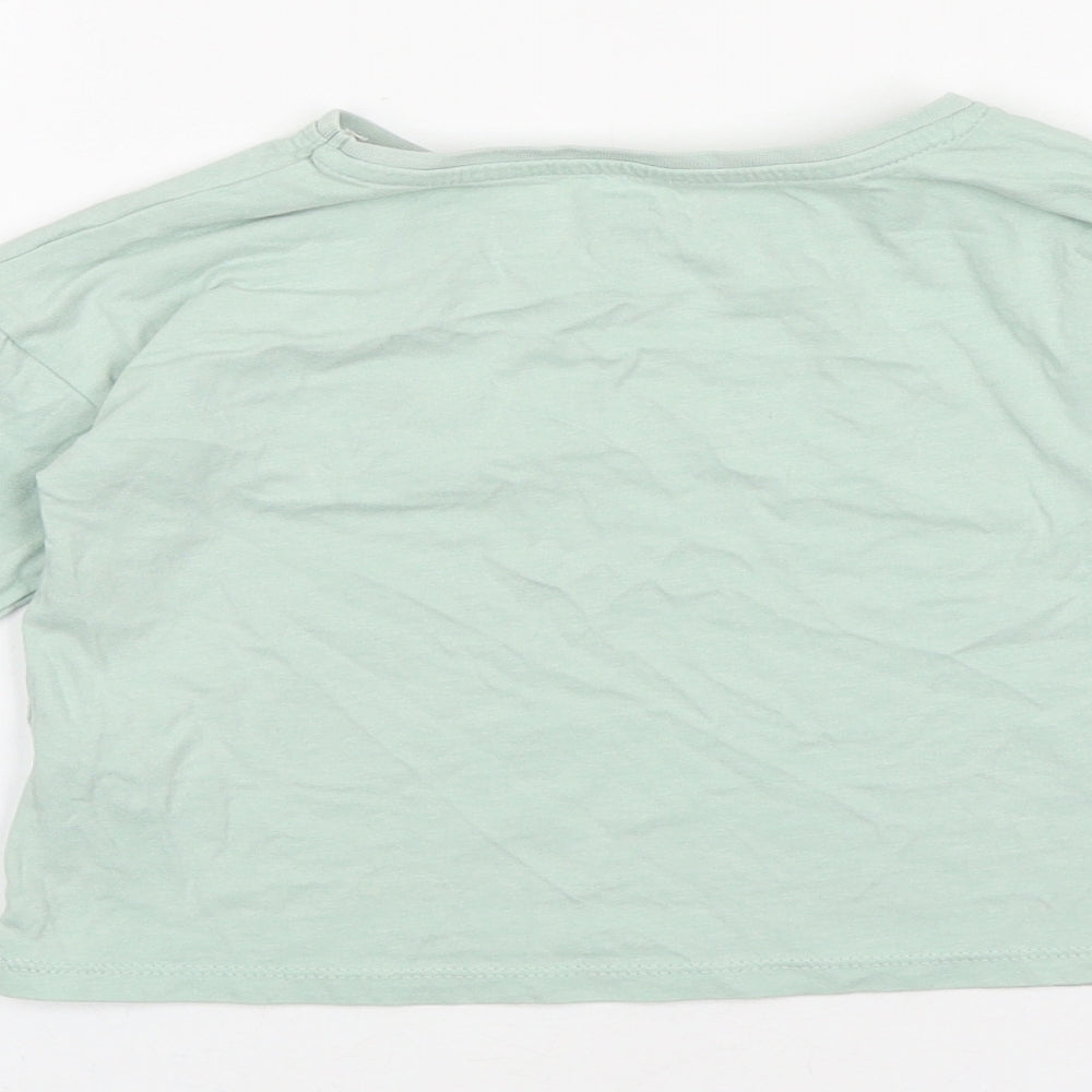 TU Girls Green 100% Cotton Basic T-Shirt Size 3 Years Round Neck Pullover