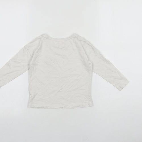 TU Girls White 100% Cotton Basic T-Shirt Size 3 Years Round Neck Pullover - Smiley face