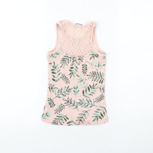 George Girls Pink Geometric 100% Cotton Basic Tank Size 7-8 Years Scoop Neck Pullover