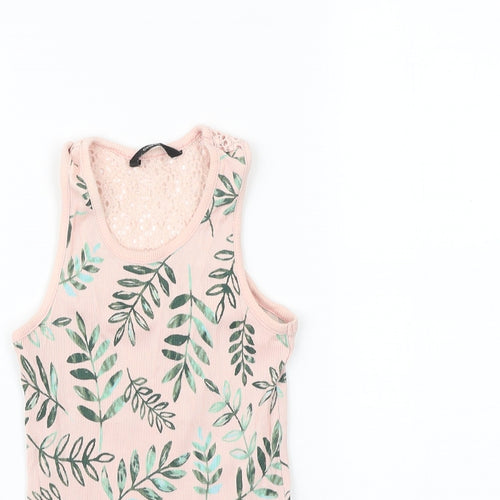 George Girls Pink Geometric 100% Cotton Basic Tank Size 7-8 Years Scoop Neck Pullover