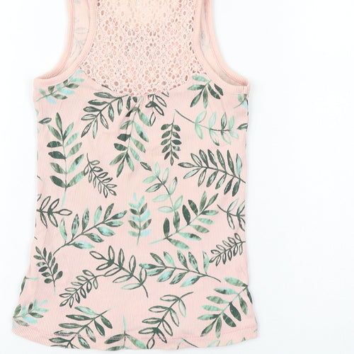 George Girls Pink Geometric 100% Cotton Basic Tank Size 7-8 Years Scoop Neck Pullover