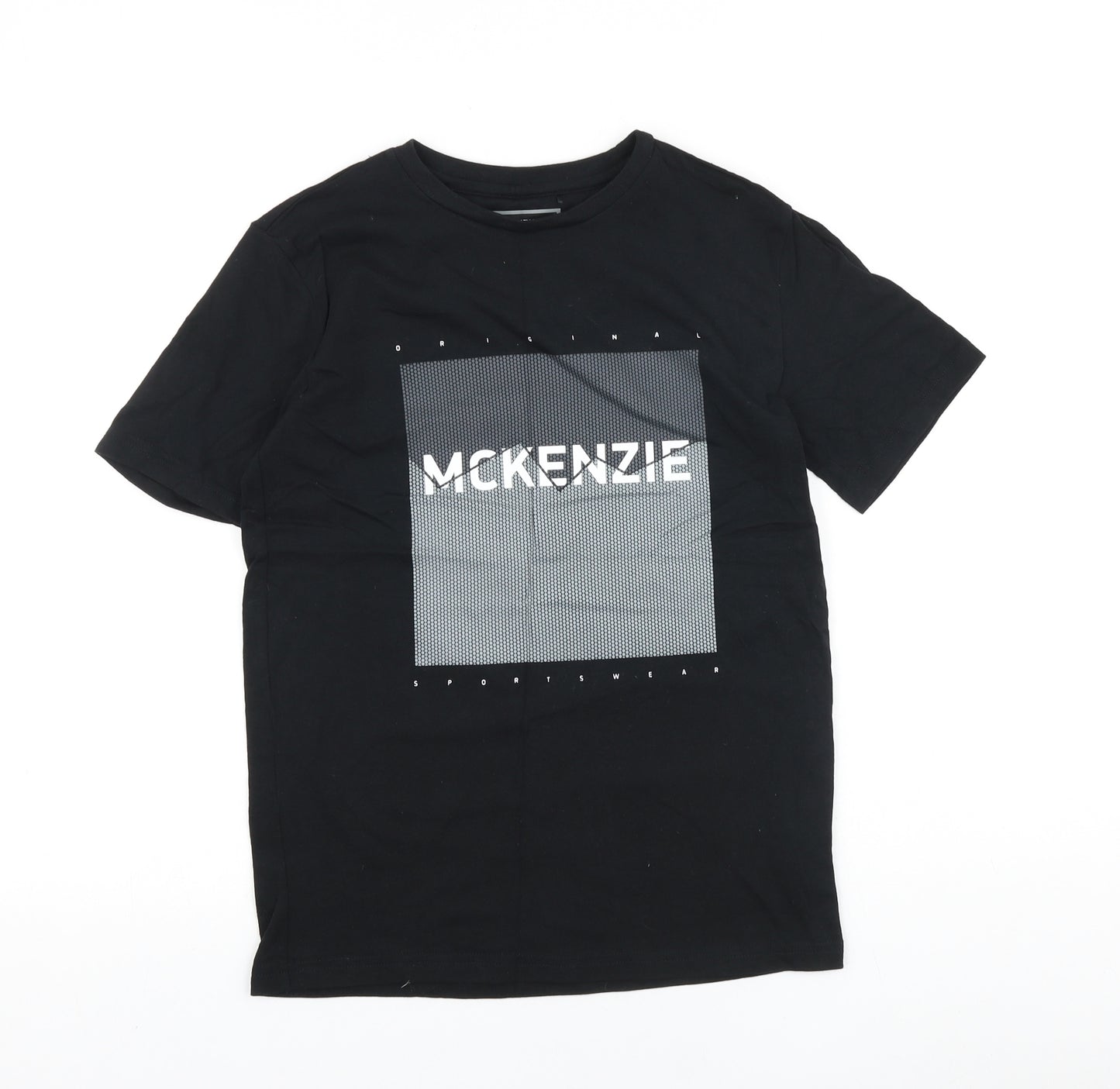 McKenzie Boys Black 100% Cotton Basic T-Shirt Size 12-13 Years Round Neck Pullover