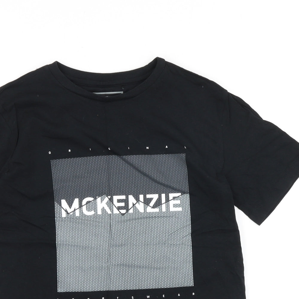 McKenzie Boys Black 100% Cotton Basic T-Shirt Size 12-13 Years Round Neck Pullover