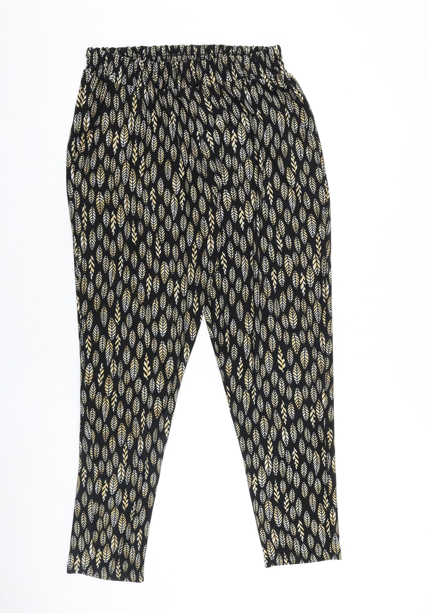 Preworn Womens Black Floral Viscose Trousers Size M L28 in Regular