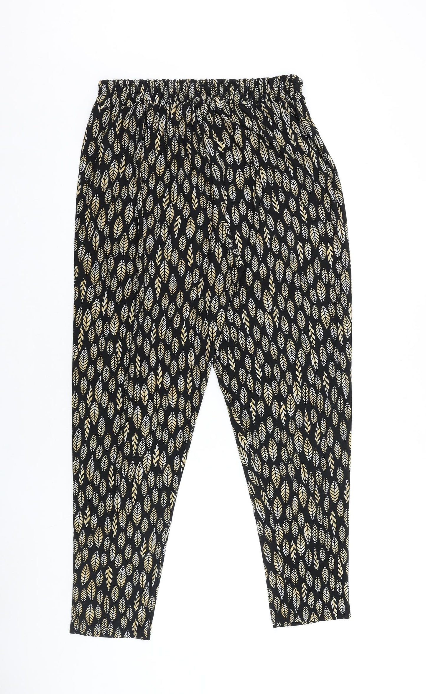 Preworn Womens Black Floral Viscose Trousers Size M L28 in Regular