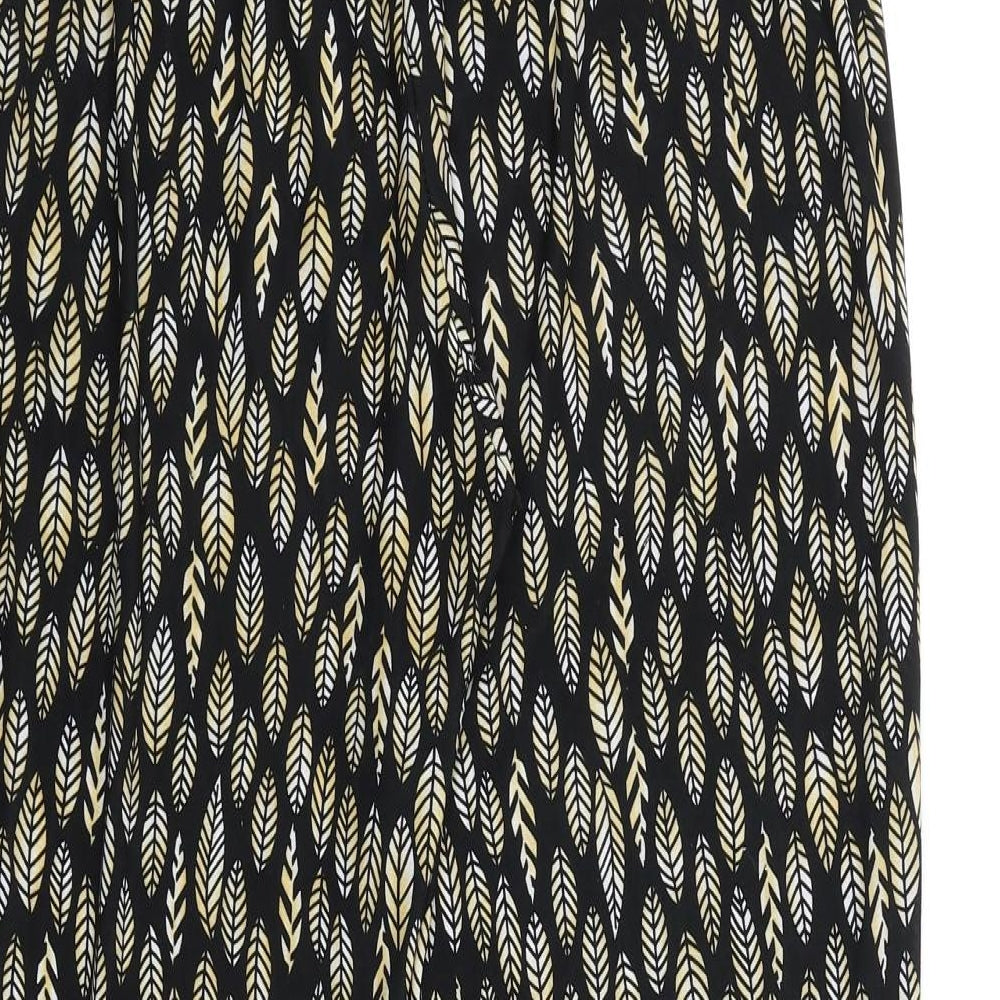 Preworn Womens Black Floral Viscose Trousers Size M L28 in Regular