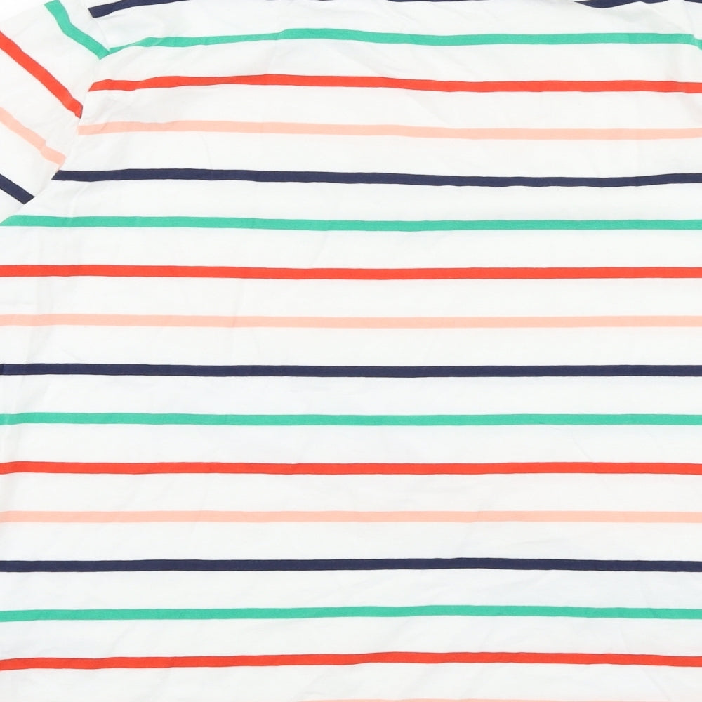 Marks and Spencer Womens Multicoloured Striped 100% Cotton Basic Blouse Size 18 Boat Neck
