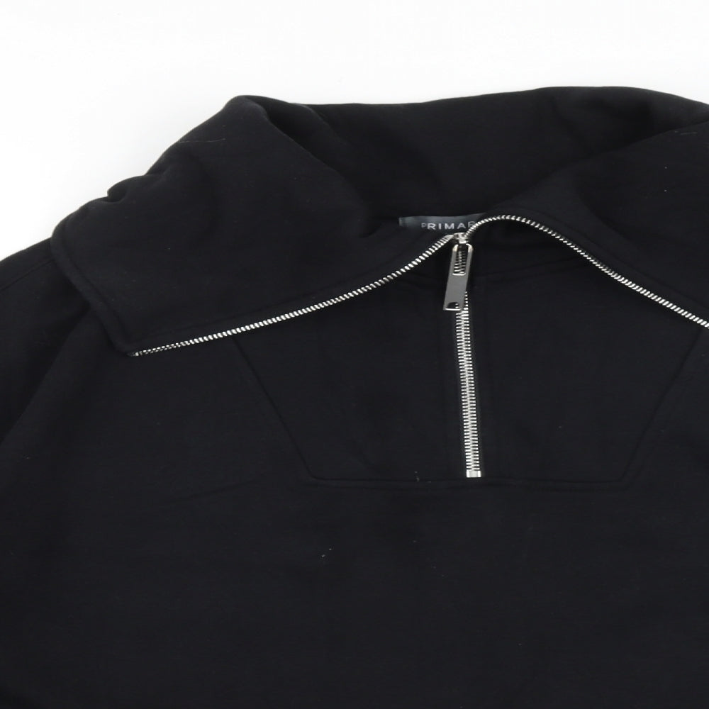 Primark Womens Black 100% Cotton Pullover Sweatshirt Size M Zip