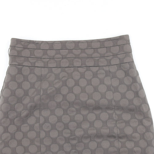 H&M Womens Grey Polka Dot Polyester Straight & Pencil Skirt Size S Zip
