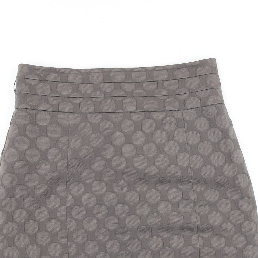H&M Womens Grey Polka Dot Polyester Straight & Pencil Skirt Size S Zip