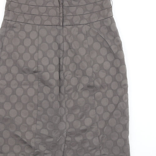 H&M Womens Grey Polka Dot Polyester Straight & Pencil Skirt Size S Zip