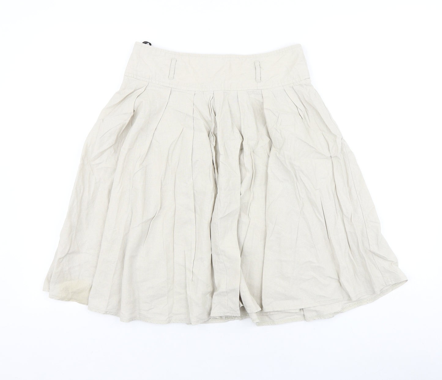 Dorothy Perkins Womens Beige Cotton Pleated Skirt Size 10 Zip