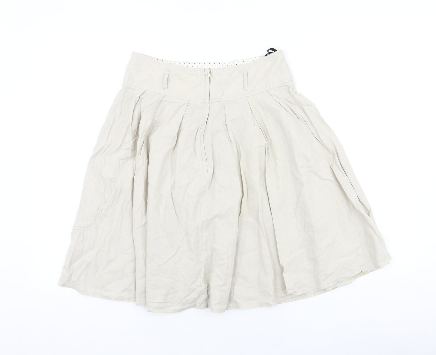 Dorothy Perkins Womens Beige Cotton Pleated Skirt Size 10 Zip
