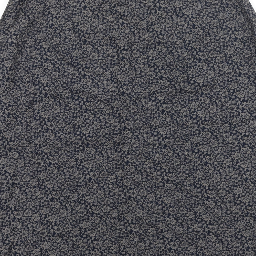 Marks and Spencer Womens Blue Floral Viscose Swing Skirt Size 14 Zip