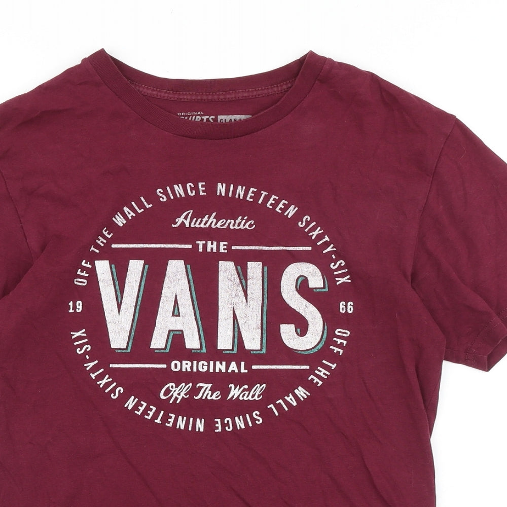 VANS Mens Red Cotton T-Shirt Size S Round Neck