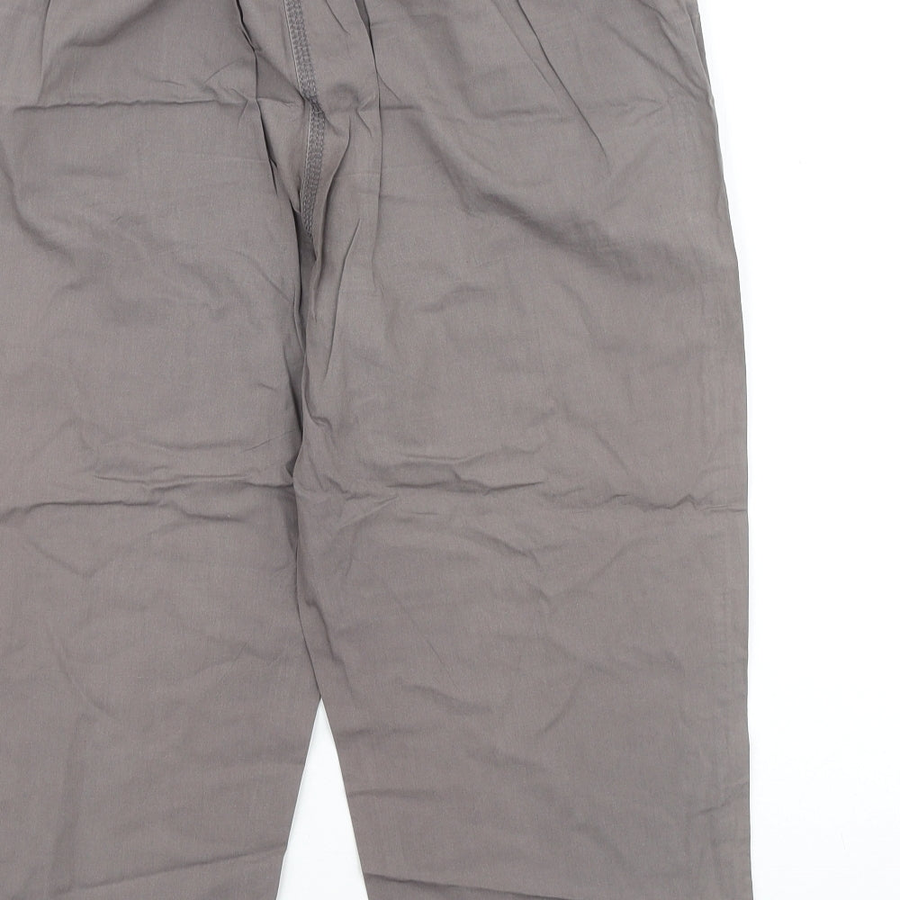 Bonmarché Womens Grey Cotton Cropped Trousers Size 14 Regular