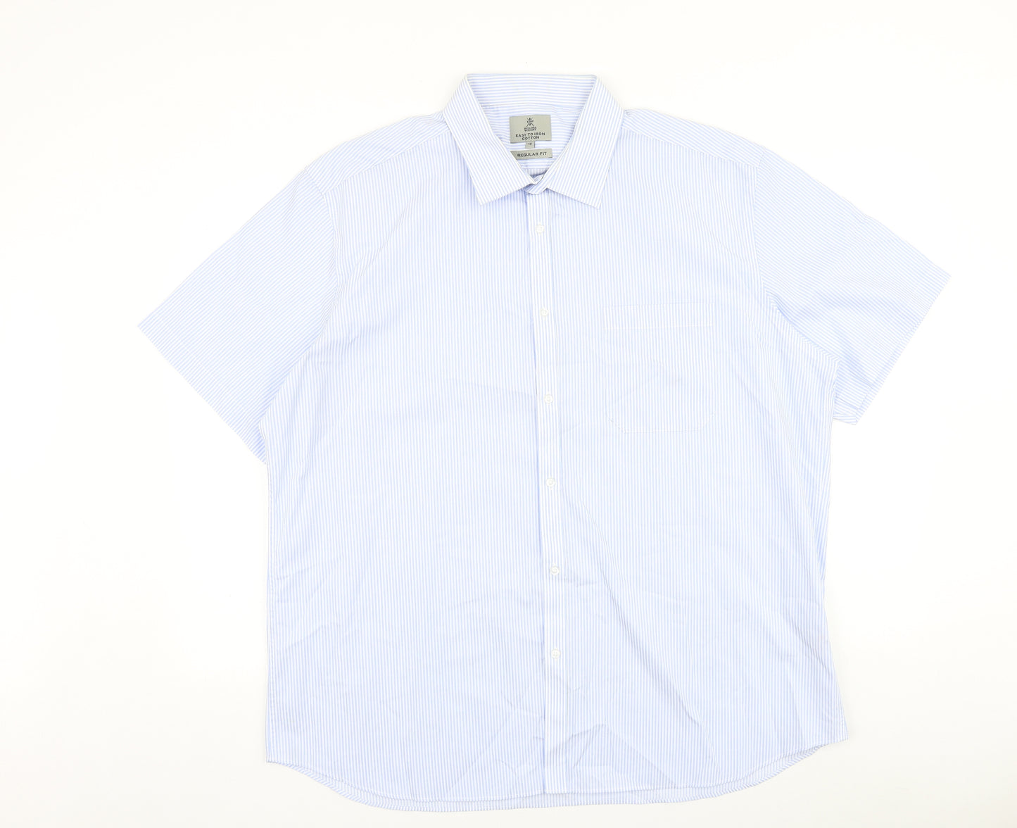 Taylor & Wright Womens Blue Striped 100% Cotton Basic Button-Up Size 18 V-Neck