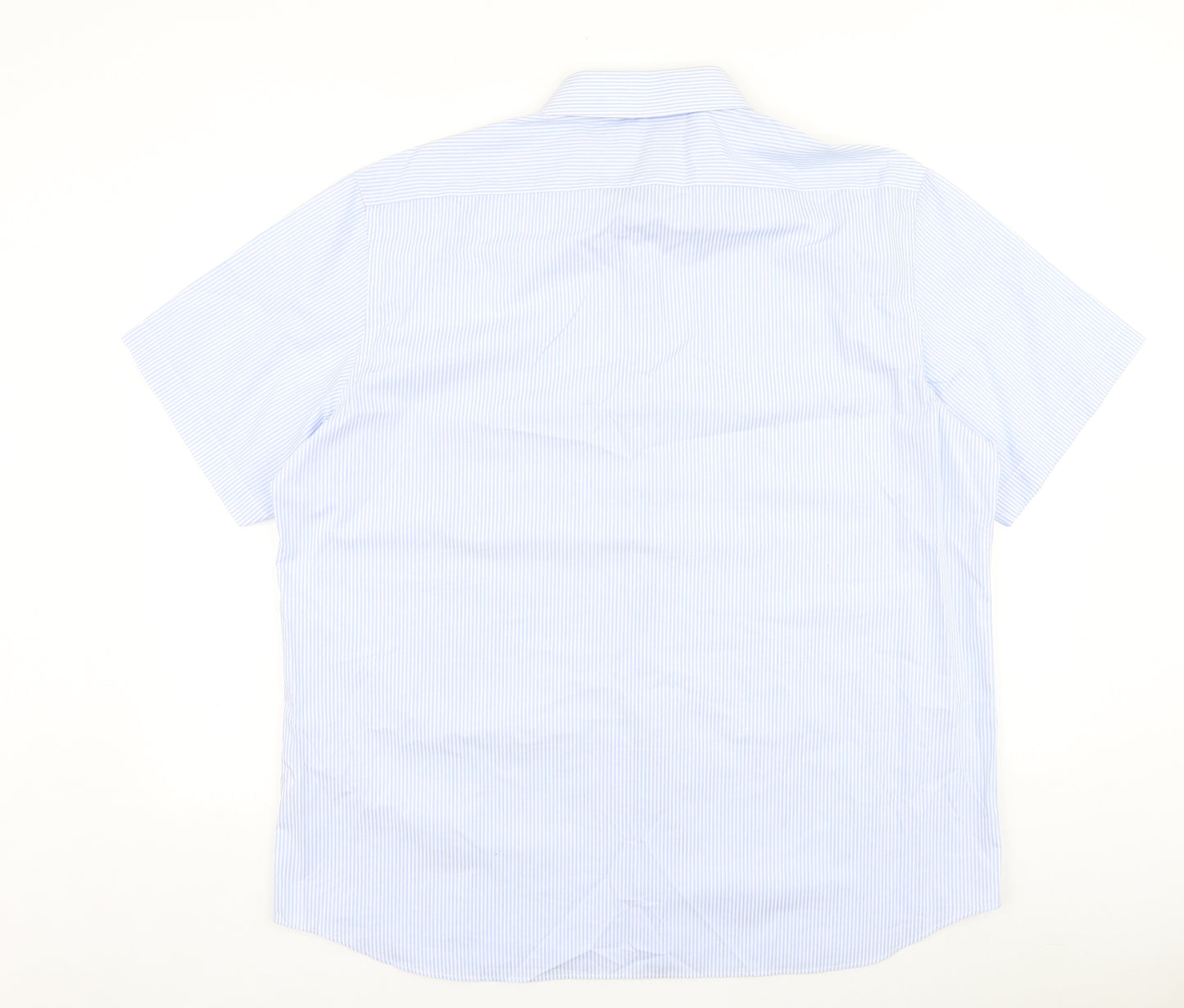 Taylor & Wright Womens Blue Striped 100% Cotton Basic Button-Up Size 18 V-Neck