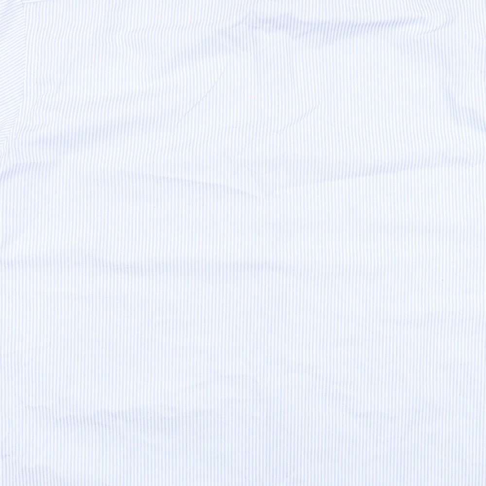 Taylor & Wright Womens Blue Striped 100% Cotton Basic Button-Up Size 18 V-Neck