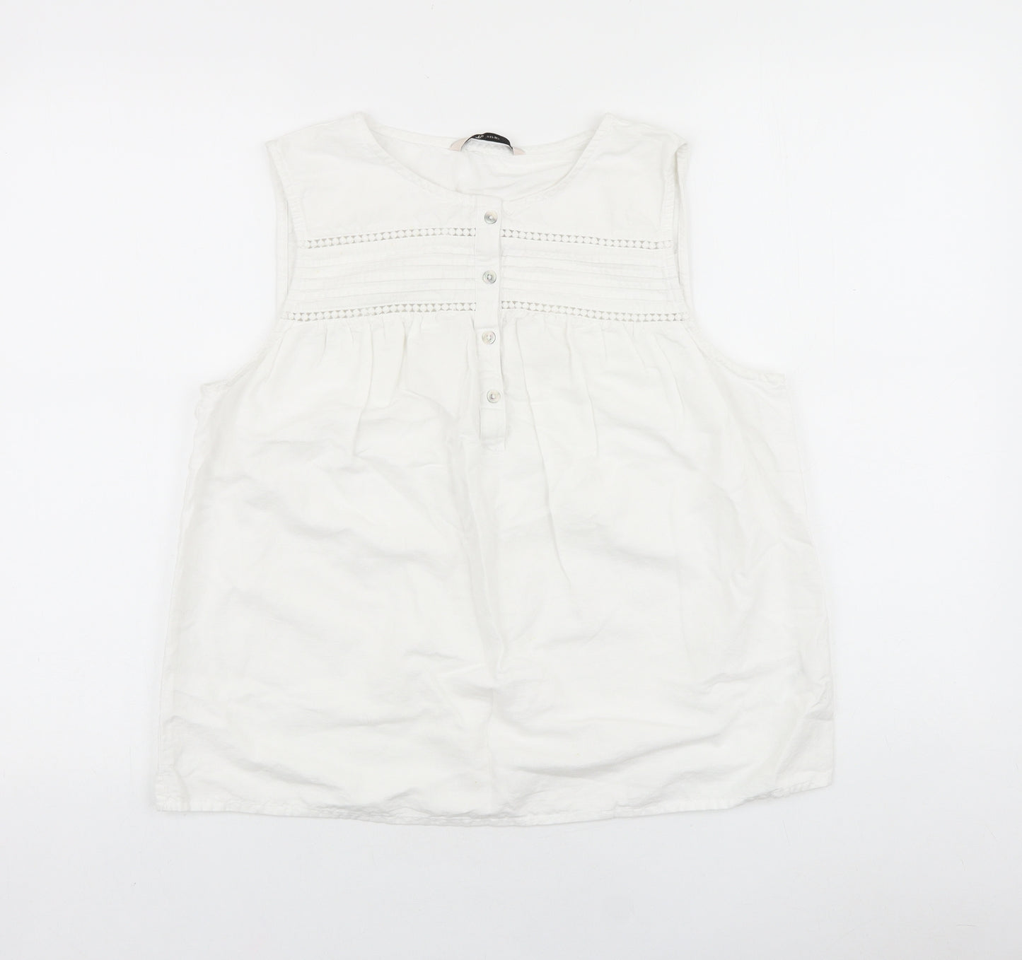 TU Womens White 100% Cotton Basic Tank Size 14 Round Neck
