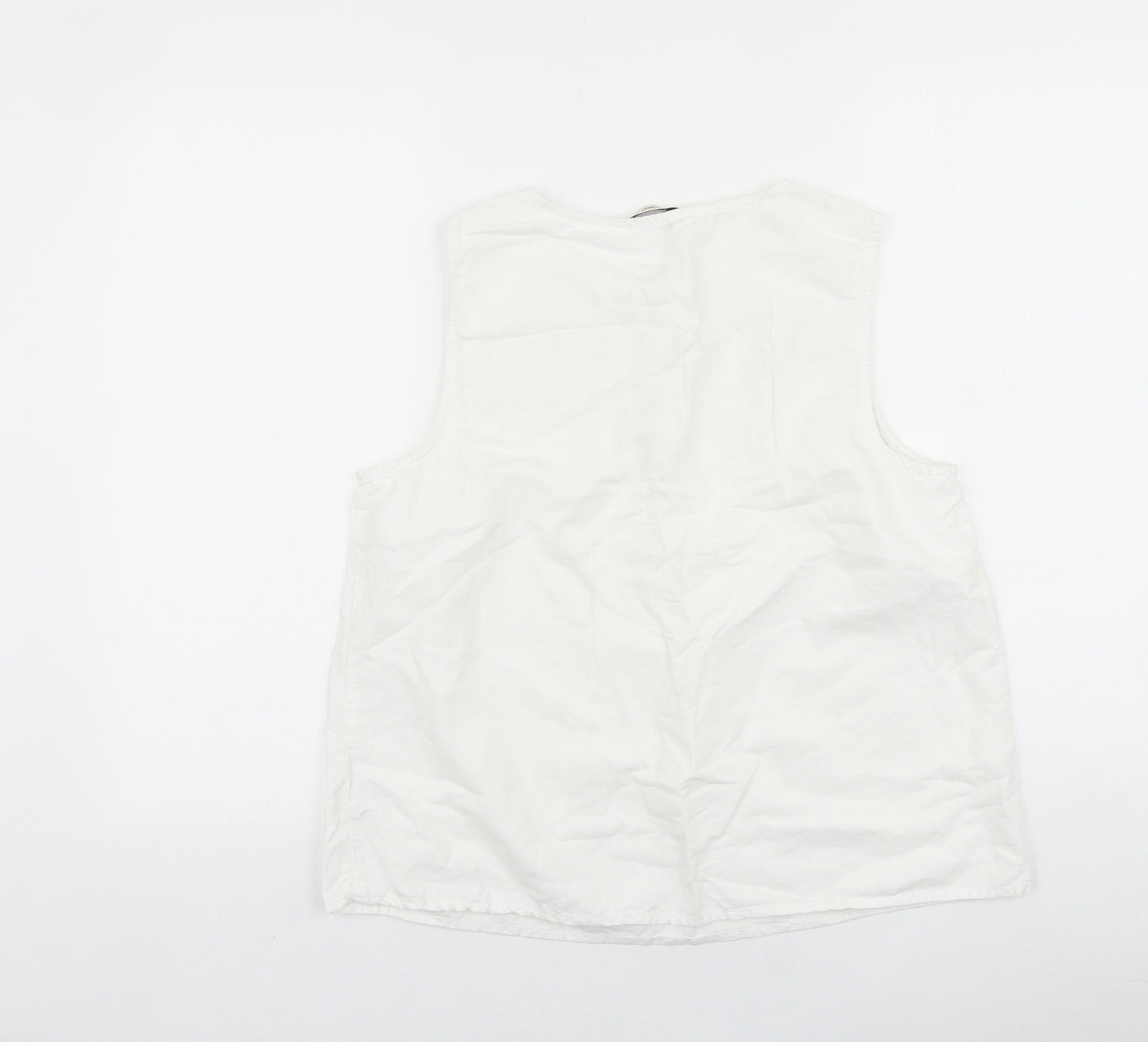 TU Womens White 100% Cotton Basic Tank Size 14 Round Neck