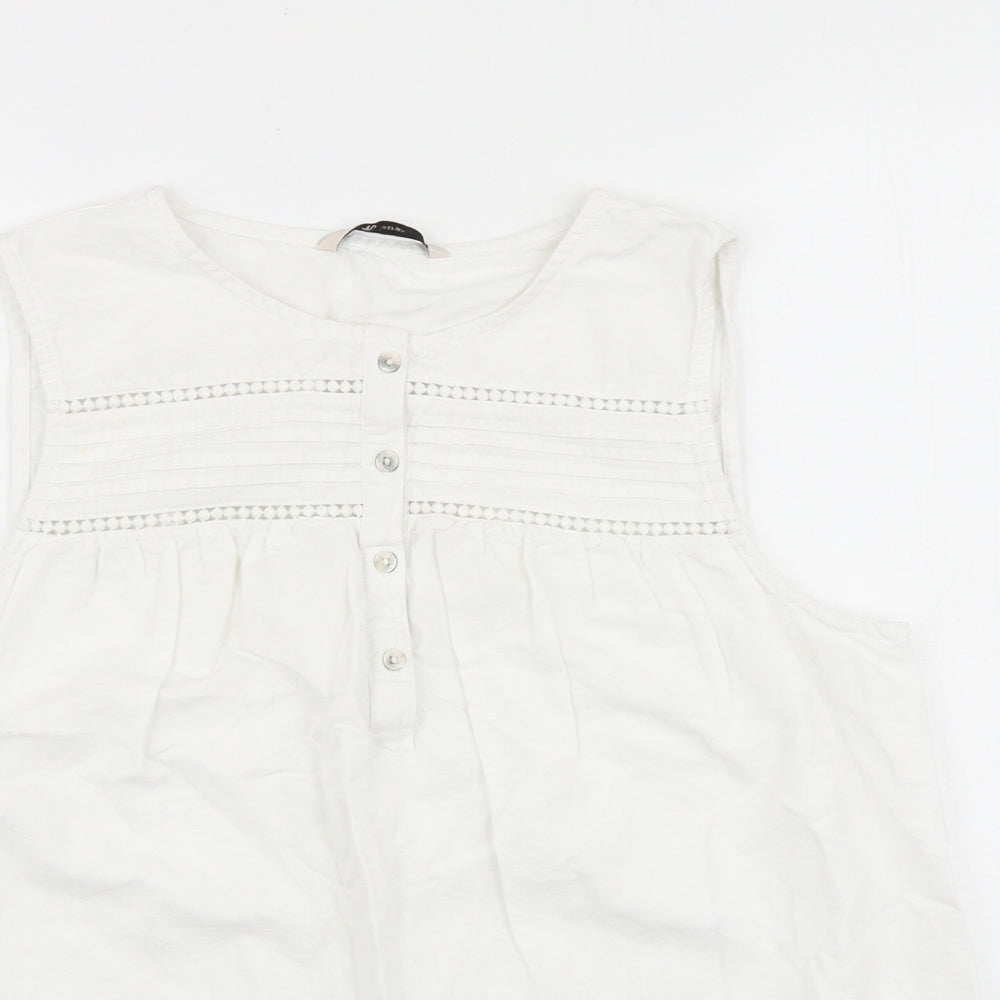 TU Womens White 100% Cotton Basic Tank Size 14 Round Neck