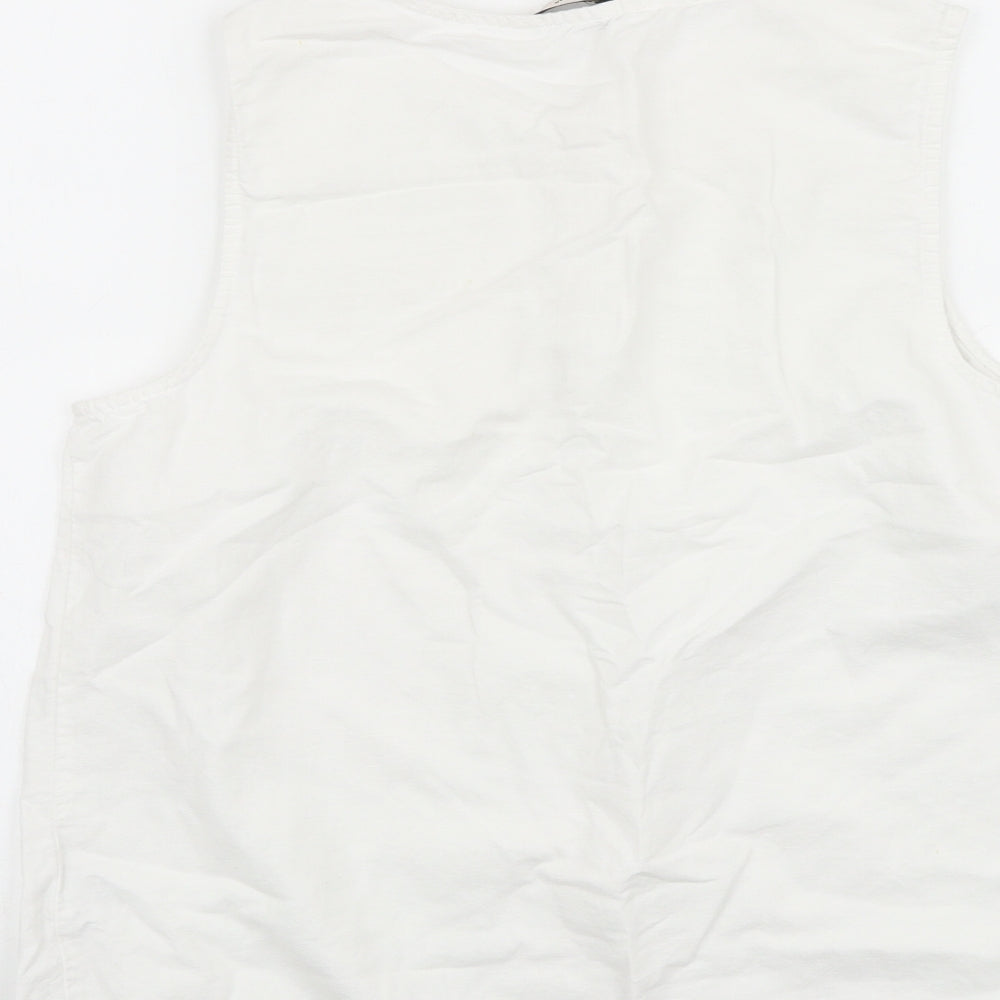 TU Womens White 100% Cotton Basic Tank Size 14 Round Neck